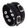 Pin Buckle Charm Leather Bangle Cuff Button Adjustable Bracelet Wristand for Men Women Fashion Jewelry