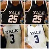 Sj NCAA College Yale Basketball Jersey 00 Jalen Gabbidon 1 Eze Dike 2 Eric Monroe 5 Azar Swain Custom Stitched