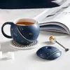 Mugs 400ml Creative Ceramic Coffee Mug Set Halloween Milk Drinking Cup With Cover Handle Spoon Easy To Hold Home Office Gadget