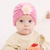 OC D005# Children's Hats Floral Decoration Color Knitted Wool Hat Thick Down to Keep Warm in Winter Wholesale