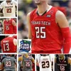 SJ NCAA College TTU Texas Tech Basketball Jersey 21 Khavon Moore 23 Jarrett Culver 24 Avery Benson 25 Davide Moretti cousu sur mesure