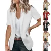 Costumes pour femmes couleur unie Type ample femmes Blazer tempérament respirant Cardigan manches courtes bouton unique costume formel manteau