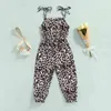 Rompers Girl Jumpsuit Leopard Print ärmlös tieup långa byxor småbarn Kid Girls Summer Fashion Jumpsuit outfit 16y J220922