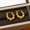 Retro French High-Grade Stud Gold Color Earrings Female Geometric Rough Twisted Cold Simple Fashion All-Match Jewelry Accessories