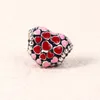 925 Sterling Silver Red Charm a forma di cuore Gioielli da donna per ragazze Scatola originale fai da te per Pandora Bracciale con catena a forma di serpente Braccialetto Accessori per accessori Charms