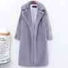 Women's Fur Fashion Women Winter Warm Faux Coat Thick Long Turn Down Collar Manteau Femme Hiver