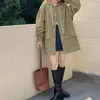 Damski okopa płaszcza damska jesień 2022 w stylu brytyjskim małym średniej długiej z kaptury z kapturem z kapturem rękaw