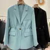 Women's Suits Office Ladies Notched Collar Candy Color Women Blazer Draw String Waist Autumn Jacket 2022 Casual Pockets Female Coat