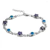 Pulseira shunxunze charme bracelets de casamento de natal para mulheres presentes roxos zirconia cúbica e opala azul branca rodium rated r4048 r4049