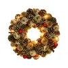 Decorative Flowers Christmas Wreath With Colored Balls AndLED Small White Lights Decoration Year Party Decorations 8