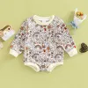 Rompers Baby Girl Long Sleeves Jumpsuit Baby Romper And Autumn Baby Girls Newborn Clothes Flower Print Sweatshirt Romper J220922