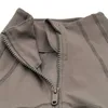 L-8031 가을 겨울 풀 지퍼 재킷 빠른 건조 요가 의류 엉덩이 길이 피트니스 코트 면화 스웨터 슬림 피트 긴 소매 셔츠 엄지 구멍이 있는 스포츠 재킷