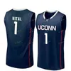 SJ Uconn Huskies Baskollegal Basketball Jersey 12 Tyler Bryant 12 Tyler Polley 14 Kassoum Yakwe 15 Sidney Wilson Men Men Młodzież Młodzież Custom Szyg