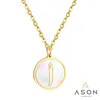 سلاسل ASONSTEEL WHITE Shell Gold Gold Letter Fashion Netlace Netlace Stainless Steel ALPHABET RINCHIN