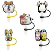 schattige boba melk thee zacht rubber herbruikbare stro topper accessoires cover charms Splash Proof drinken stof plug decoratieve charme fit 8mm stro picknick camping