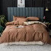 寝具セットヨーロッパの純粋な色エジプトのコットンベッドリネン羽毛布団カバーベッドスプレッドフラットフィット刺繍ジャッカー