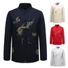 Men's Dress Shirts Faddish Casual Traditional Embroidery Men Top Washable Chinese Style For Outdoors