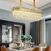 LED Modern Crystal żyrandole światła Oprawa American okrągła owalna żyrandol europejski luksusowe lampy wiszące żywe jadalnia sypialnia foyer droplight