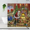 Duschvorhänge Niedliche Weihnachten Schneemann Santa Vintage Zug Winter Wald Landschaft Polyester Stoff Dekor Badezimmer Sets 220922