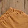 Ensembles de vêtements Mode Summer Survêtement Couleur unie Débardeurs sans manches Taille élastique Shorts avec poches pour filles garçons 2-7 ans