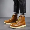 Boots Men Spring Winter Casual Shoes Round Toe Genuine Leather Work Ankle Vintage Military Motorcycle Snow Warm Big Size