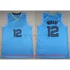 Młodzież Kids New Basketball 12 Ja Morant Jersey Ed Boys Women Morant Blue Golden Mitchell i Ness 1998-99 Zielone białe koszulki