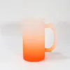 16-Unzen-Sublimationsbecher aus mattiertem Farbverlaufsglas, Thermotransfer-Blankglasbecher mit Griff, DIY-Kaffeewasserflasche, US-Lager B6