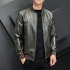 Våren Mens Bomber Jackets Fashion Men Faux Leather Coat Zipper Overcoat Motorjacka Motorcykelcyklister Män kläder