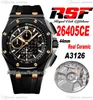 RSF 2640 GIMS A3126 Автоматический хронограф мужские часы 44 мм настоящий керамический корпус черный текстура.