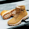 Boots Yellow Warm Winter Men Boot Genuine Leather Fur Snow Work Shoes Outdoor Waterproof Military Army Ankle For