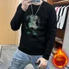 Erkekler Ayı Trend Sweatershirts Hoodies Peluş Kalınlaştırılmış Külot Kış Yuvarlak Boyun Uzun Kollu T-Shirt Alt Gömlek Top Adam Giyim M-5XL