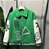 Flocado Mangas de cuero Abrigo de béisbol Chaqueta de moda uniforme Chaquetas cálidas de un solo pecho de alta calidad Parejas Mujeres Hombres Abrigos universitarios Ropa de diseñador para hombres