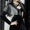 Jackets femininas cor sólida pu peça traje escuro estilo punk shawl dama de xale