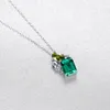 Prachtige romantische Emerald Gemstone S925 Silver hanger ketting Vrouwen sieraden Koreaans mode temperament ketting trouwfeestje