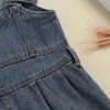 Rompers para criança roupas de menina de jeans azul de jeans de jeans azul