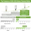 薄暗いヴィンテージLEDエジソン電球60ワット同等のE26白熱光の交換800lm高輝度2700K ST58アンティークフィラメントライト電球ETLリスト