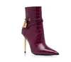 Stiefeletten mit goldenem Schloss für Damenschuhe, luxuriöse Designer-Schnalle, Reißverschluss, Stiletto-Bootie-Qualität, Rindsleder, Kaschmir, spitze Zehen