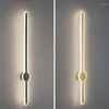 Wall Lamps Modern Minimalist 3 Color Switch LED Light 62 82 102CM 220V 110V Bedside Copper Long Lamp Nordic Luxury Style Sconce