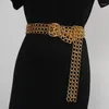 Belts European Punk Waist Belt Three Layers Links Chain Silver Gold Metal Alloy Hollow Out Buckle Adjustable Pant 2022