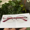 Montature per occhiali da sole Donna Occhiali in metallo Mezza montatura Rosa Miopia Progressiva