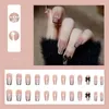 Valse nagels 24 -stcs/doos roze liefde hart met ontwerp afneembare Franse doodskist nep nagels ballerina patches drukken door