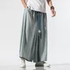 Mens Pants Men Wide Leg Cotton Joggers Retro Loose Trousers Man Chinese Style Linen Male Big Crotch Nepal Robe 220922