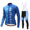 2024 Pro Mens Blue Blue Winter Cicling Jersey Set di abiti da ciclismo per mountain bike a maniche lunghe MTB abiti da bicicletta mtb abiti da abbigliamento b35 B35