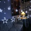 Stringhe 25M 138 Led Moon Star Fata Luci Stringa di Natale Luce Ghirlanda Tenda Per Matrimoniohomepartydecorazione di compleanno9242426