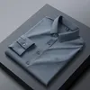 Herren-Casual-Shirts High-End-Luxus-M￤nnerhemd 2022 Herbst-Revers-Stickel kostenlos b￼geln Kein Spuren Koreaner Trend lang￤rmeliger Blau