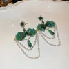 Dangle Earrings Minar Luxury 3 Designs Blue Green Color Crystal Flower For Women Sparkly CZ Zircon Geometric Long Tassel Earring