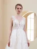 Nuovo abito da sposa leggero con scollo a V in pizzo sul retro nudo LD8025