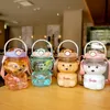 1000ml Water Bottle Cute Kids School Outdoor With Straw Portable Strap Plastic F0923