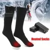 Chaussettes masculines à batterie chauffée électrique alimentée en coton thermique hiver temps froid se réchauffe pour la randonnée de la pêche à la glace y2209