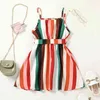 Rompers Sister Matching Outfit DressJumpsuit Sleeveless Colorful Stripe Pattern Elastic Waist Sling Jumpsuit Clothing With Belt J220922